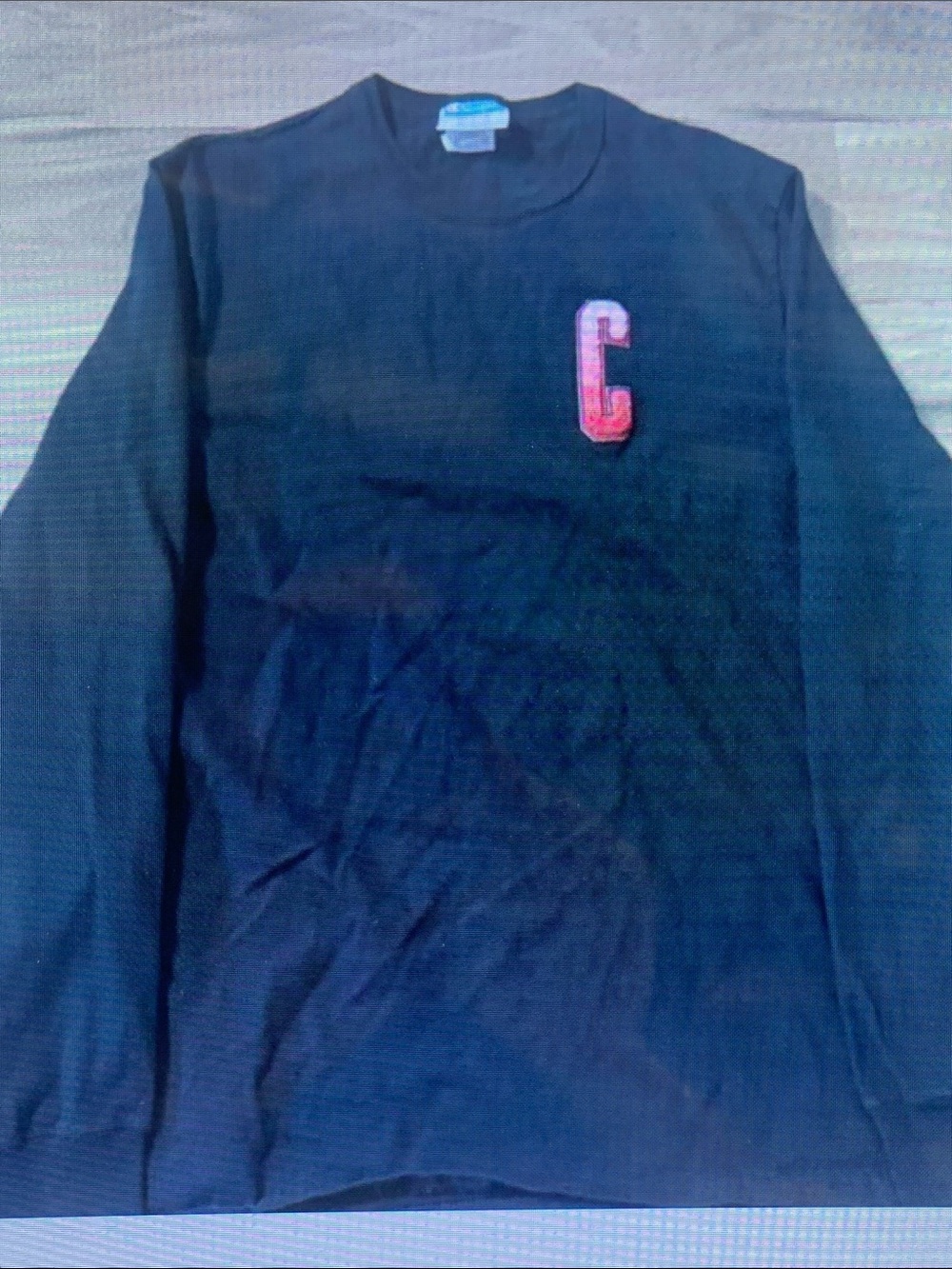 Men's Long Sleeve Black Shirt with Red 'C' Patch